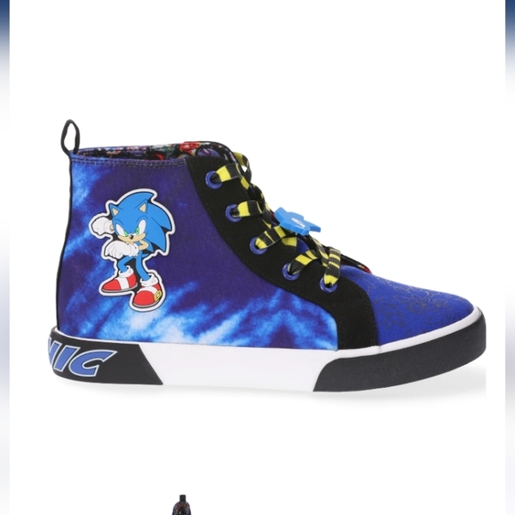 Sonic Big Boy's High Top Sneakers Size 6 Blue&Black Logo Print NWT - Picture 2 of 12